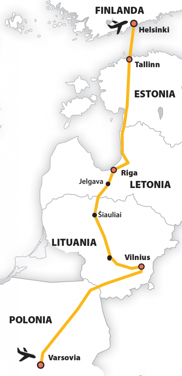 Harta Circuit Nopti Albe Varsovia - Tarile Baltice - Helsinki | 7 zile Avion | 2022