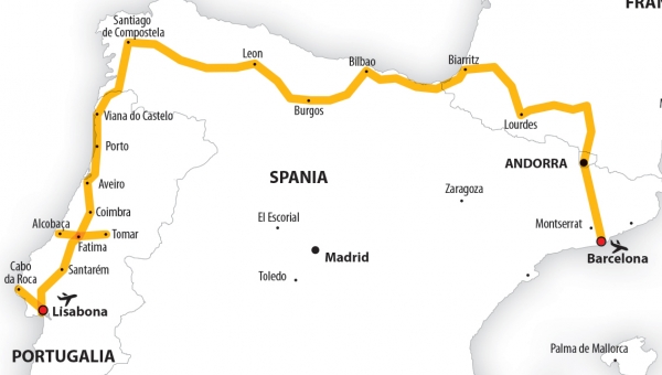 Harta Circuit Portugalia - Spania de Nord - Tara Bascilor | 9 zile - Avion | 2022