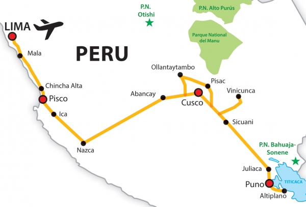 Harta Circuit Peru - Calatorie in centrul lumii incase | 12 zile - Avion | 2022
