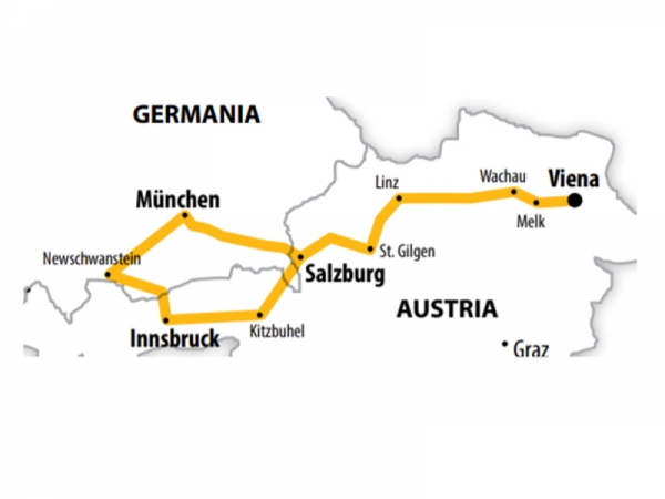 Harta Circuit Austria - Castelele Bavariei | 5 zile - Avion | 2020