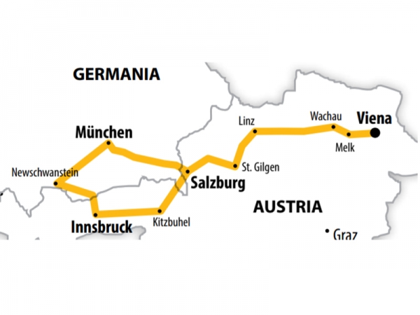 Harta Circuit Austria Castelele Bavariei | 7 zile - Autocar | 2020