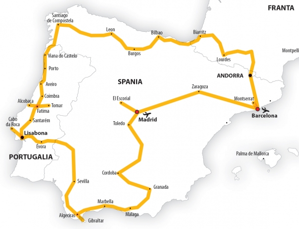 Harta Circuit Spania - Portugalia - Tara Bascilor | 14 zile - Avion | 2022