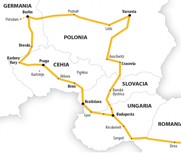 Harta Circuit Polonia - Germania - Cehia | 10 zile - Autocar | 2022