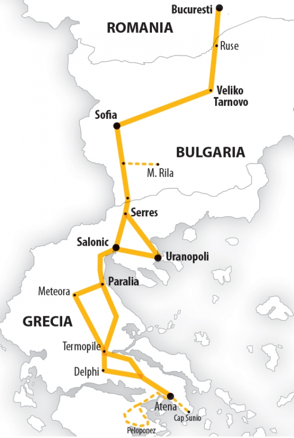 Harta Circuit Grecia - Peloponez  | 7 zile -  Autocar | 2022